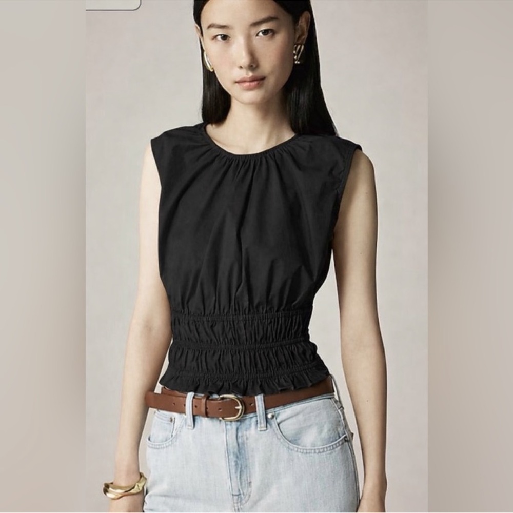 NWOT J Crew Hyacinth Smocked Waist Peplum Sleeveless Top